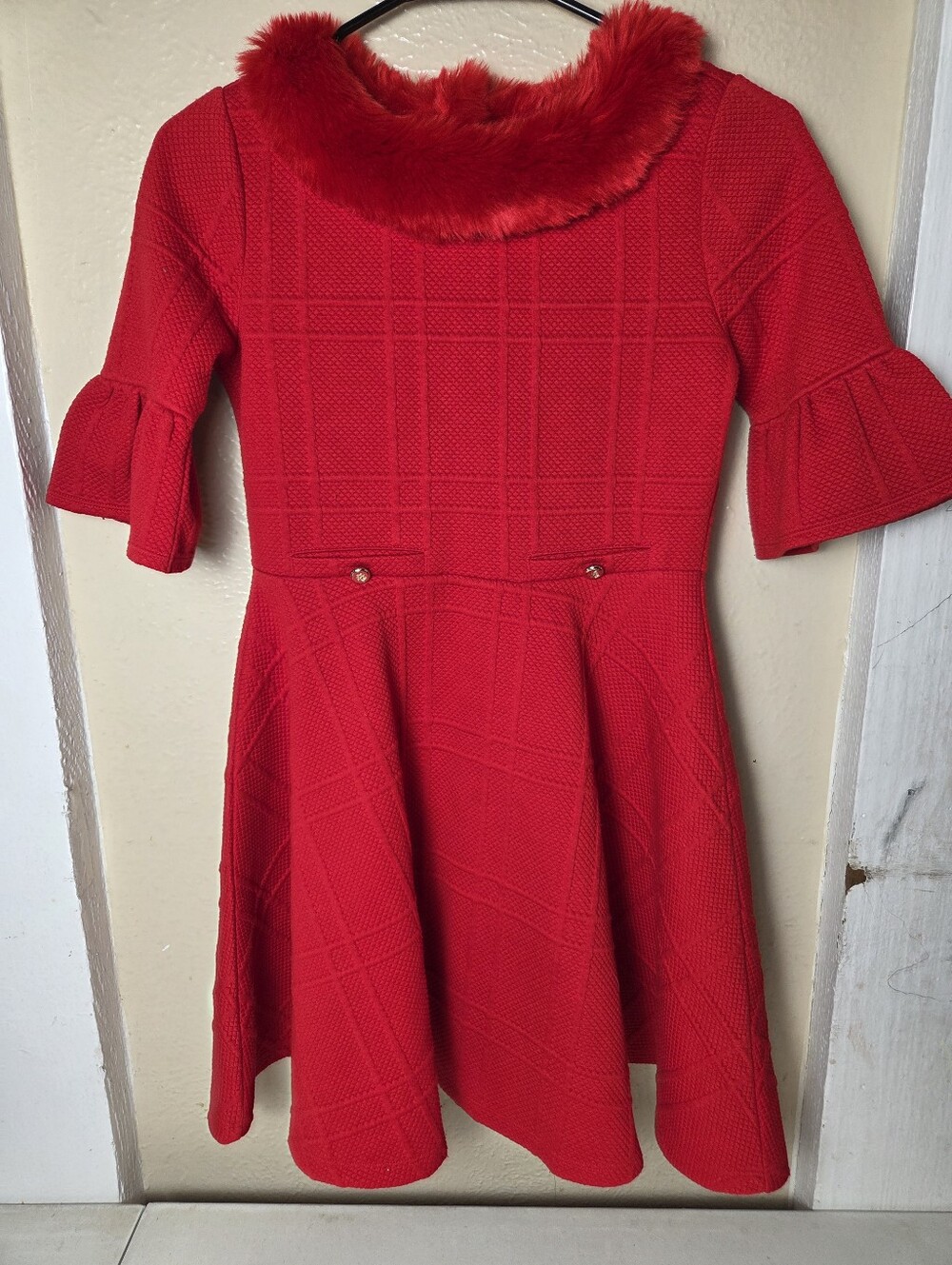 JANIE AND JACK Fur Collar Holiday/Festive Dress size 12 girls skater
